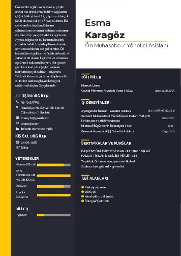 Yönetici Asistanı Cv Örnekleri cv indir